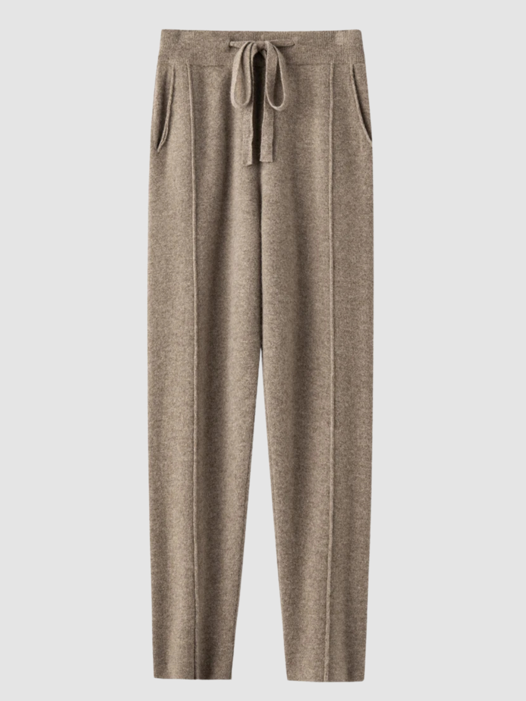 Women’s High-Waist Straight-Leg Trousers – Full Length, Elastic Waist, Adjustable Drawstring