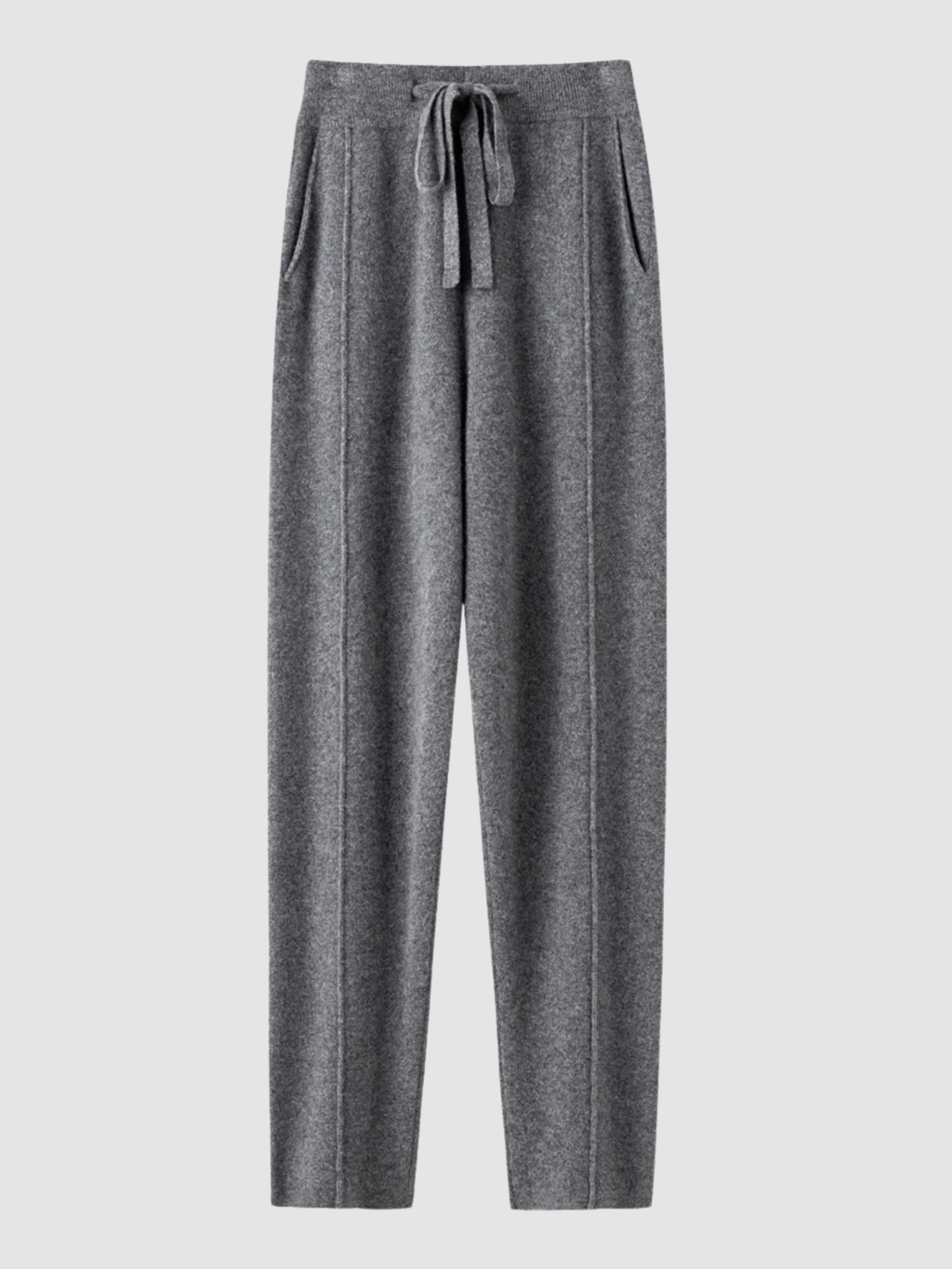 Women’s High-Waist Straight-Leg Trousers – Full Length, Elastic Waist, Adjustable Drawstring