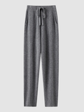 Women’s High-Waist Straight-Leg Trousers – Full Length, Elastic Waist, Adjustable Drawstring