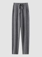 Women’s High-Waist Straight-Leg Trousers – Full Length, Elastic Waist, Adjustable Drawstring