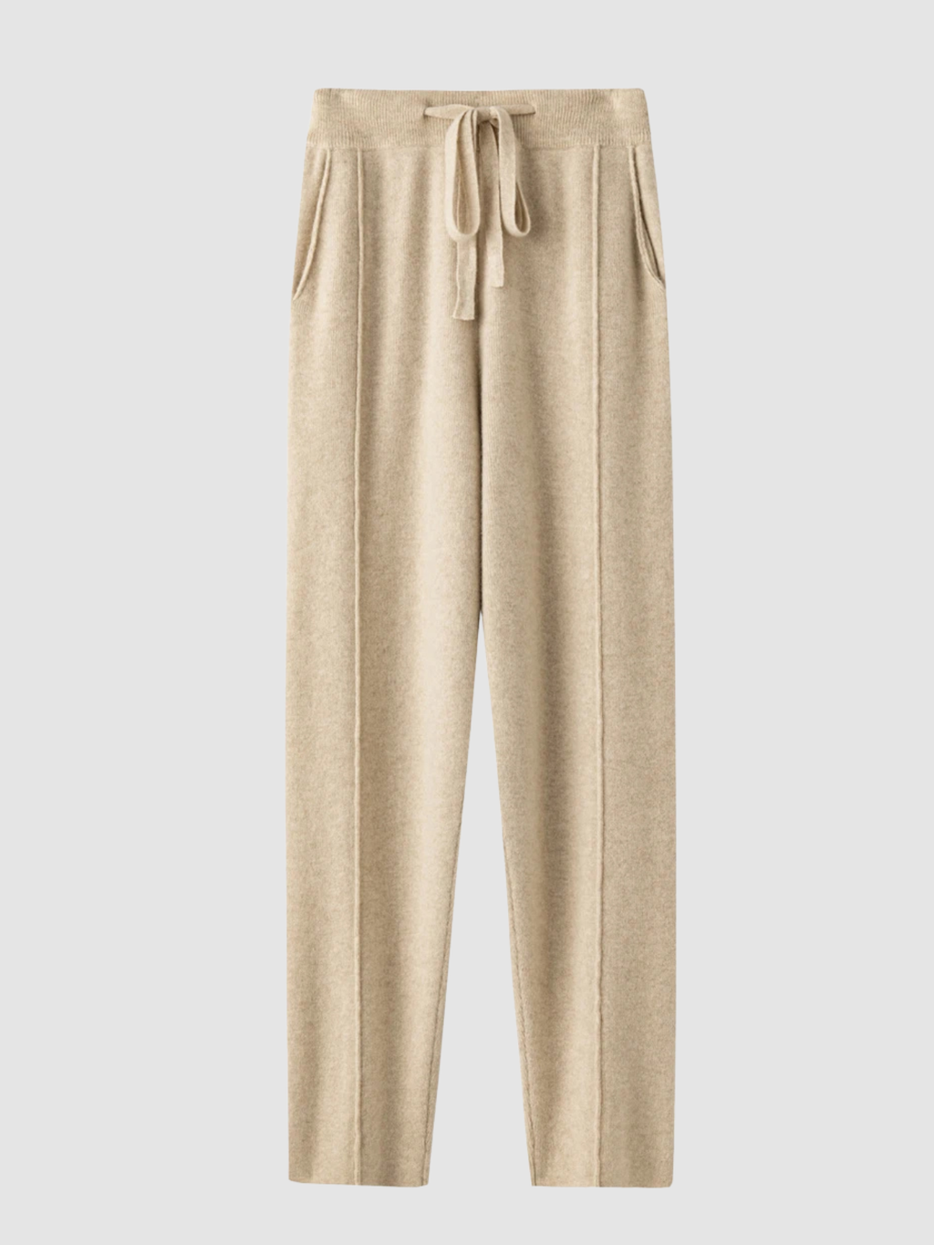 Women’s High-Waist Straight-Leg Trousers – Full Length, Elastic Waist, Adjustable Drawstring