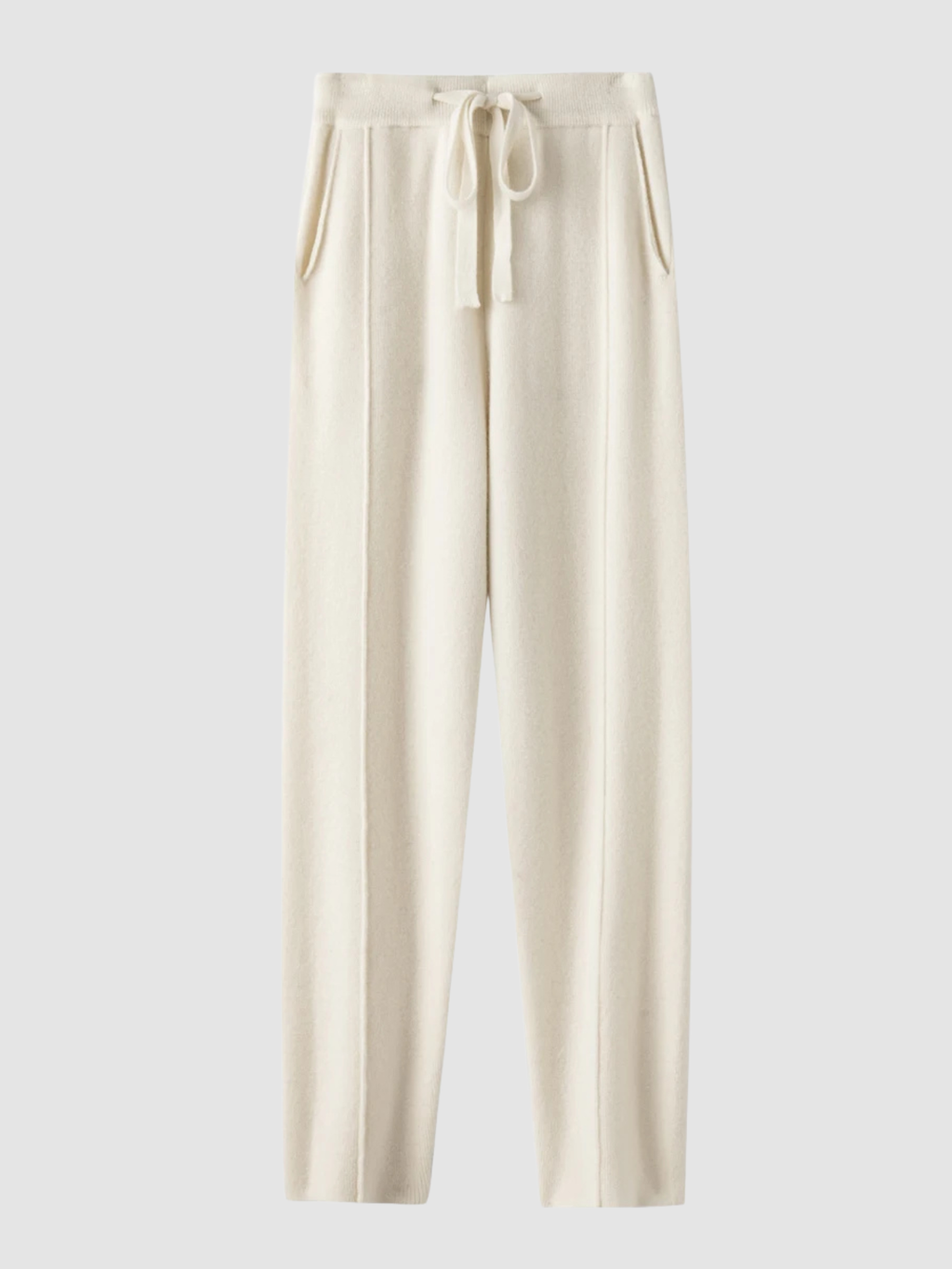Women’s High-Waist Straight-Leg Trousers – Full Length, Elastic Waist, Adjustable Drawstring