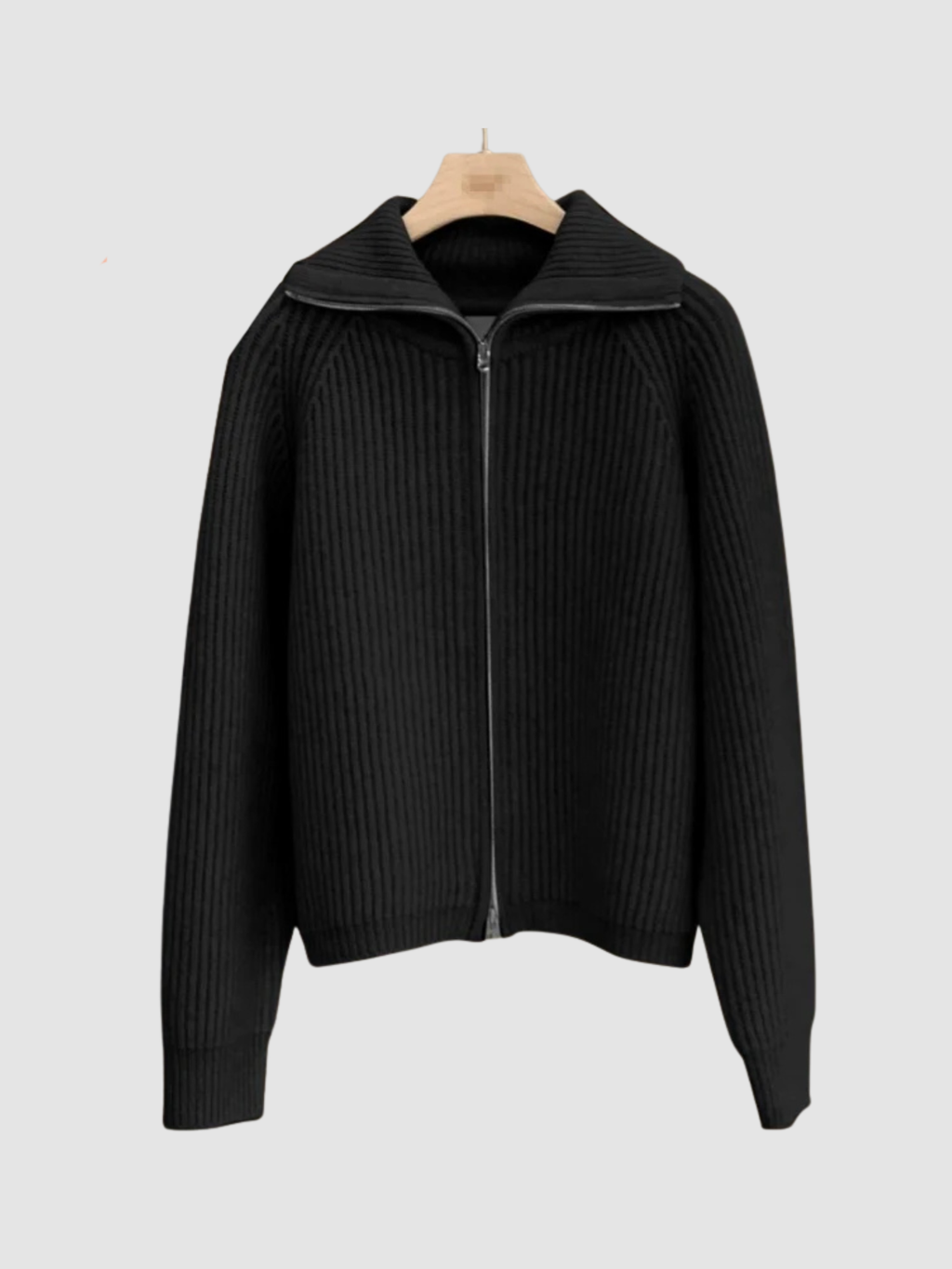 Women’s Knit Zip-Up Cardigan – Turn-Down Collar, Full Zip, Long Sleeve, Regular Fit