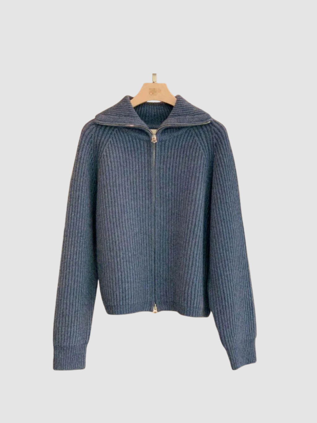 Women’s Knit Zip-Up Cardigan – Turn-Down Collar, Full Zip, Long Sleeve, Regular Fit