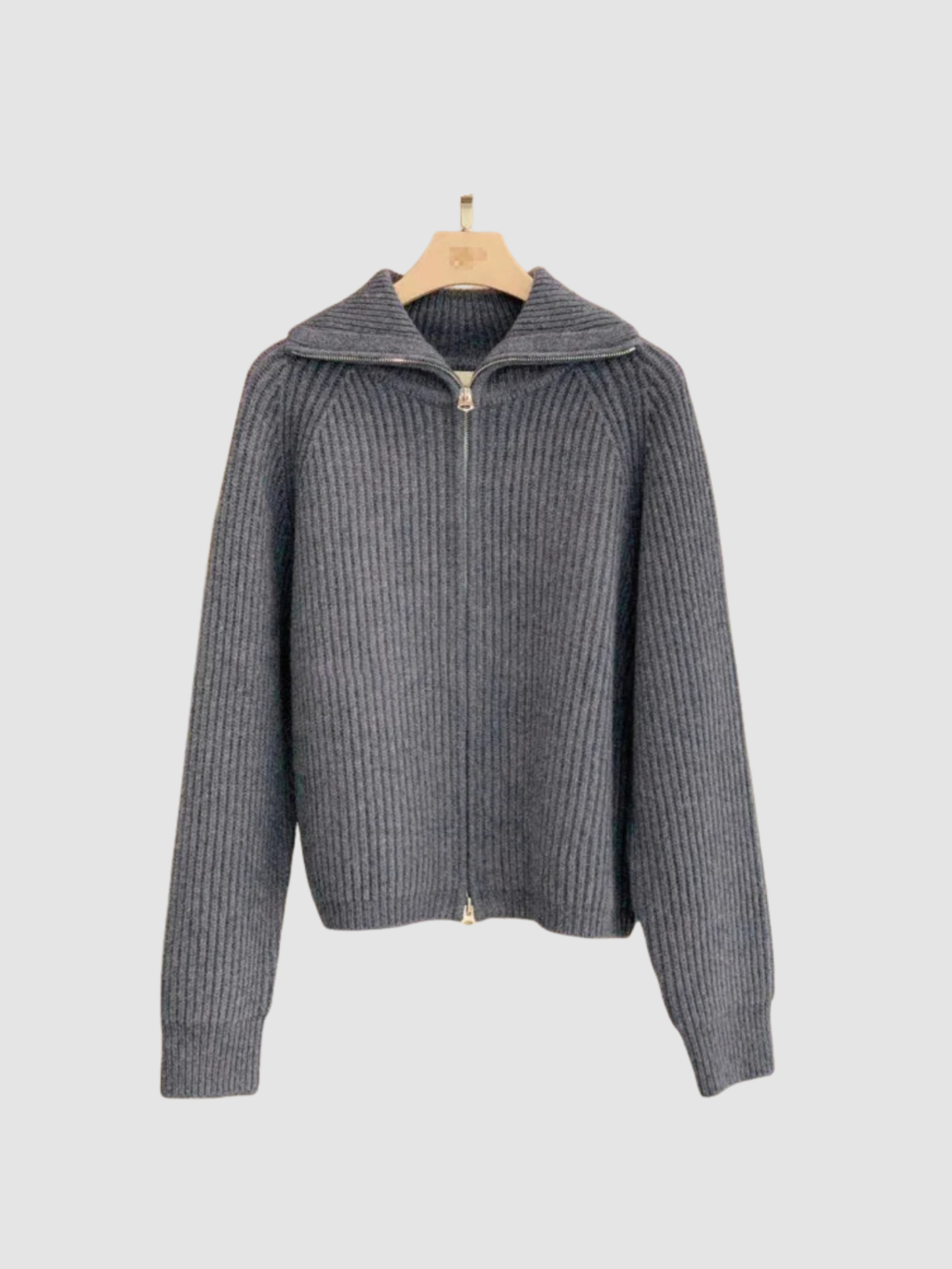 Women’s Knit Zip-Up Cardigan – Turn-Down Collar, Full Zip, Long Sleeve, Regular Fit