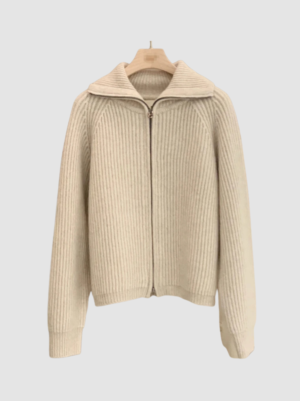 Women’s Knit Zip-Up Cardigan – Turn-Down Collar, Full Zip, Long Sleeve, Regular Fit