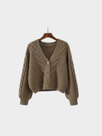 Women’s V-Neck Cardigan – Button-Front Closure, Long Sleeve, Relaxed Fit