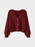 Women’s V-Neck Cardigan – Button-Front Closure, Long Sleeve, Relaxed Fit