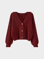 Women’s V-Neck Cardigan – Button-Front Closure, Long Sleeve, Relaxed Fit