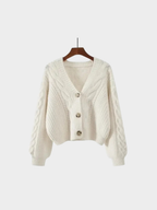 Women’s V-Neck Cardigan – Button-Front Closure, Long Sleeve, Relaxed Fit