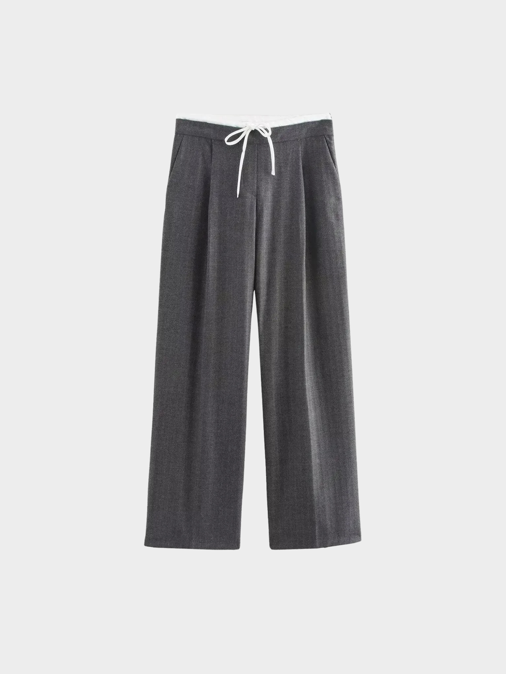 Women’s Wide-Leg Trousers – Full Length, Adjustable Drawstring Waist, Regular Fit