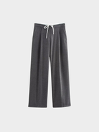 Women’s Wide-Leg Trousers – Full Length, Adjustable Drawstring Waist, Regular Fit