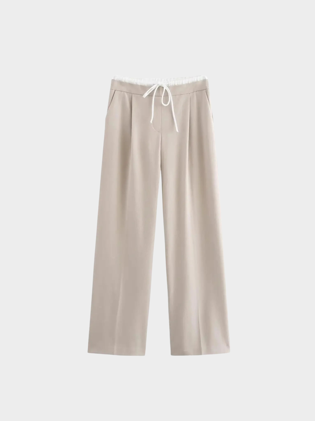 Women’s Wide-Leg Trousers – Full Length, Adjustable Drawstring Waist, Regular Fit
